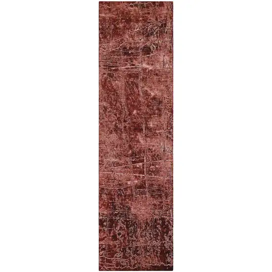 Merlot Abstract Washable Non Skid Indoor Outdoor Runner Rug Photo 2