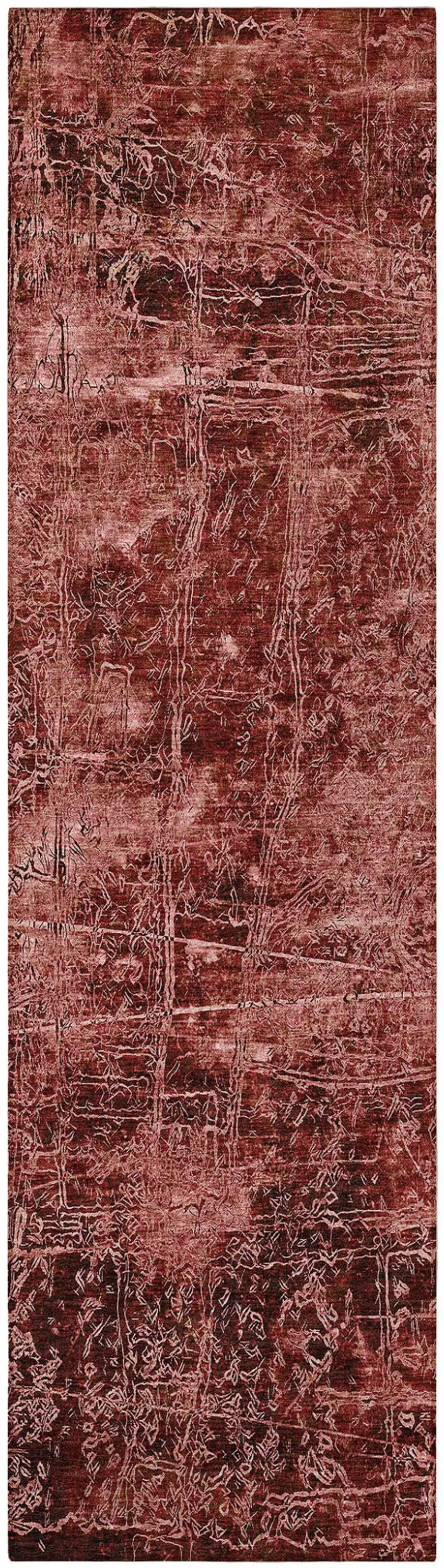 Merlot Abstract Washable Non Skid Indoor Outdoor Runner Rug Photo 4