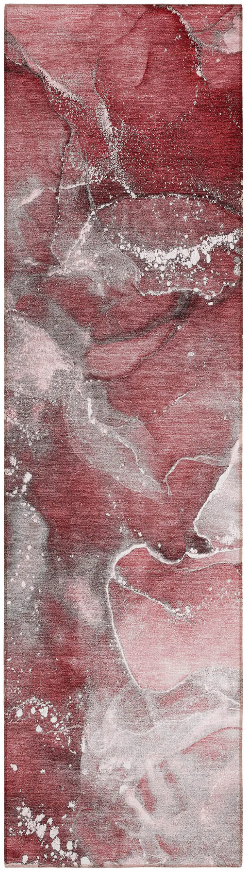 8' Runner Merlot Abstract Washable Non Skid Indoor Outdoor Runner Rug Photo 2