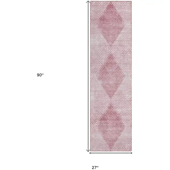 Merlot Geometric Washable Non Skid Indoor Outdoor Runner Rug Photo 3