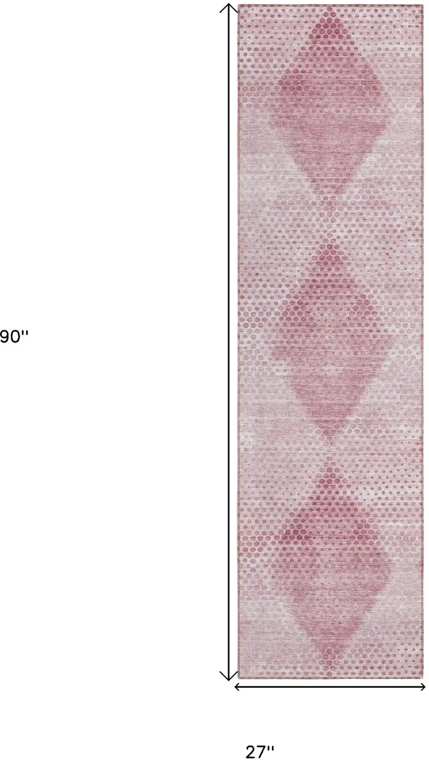 Merlot Geometric Washable Non Skid Indoor Outdoor Runner Rug Photo 3