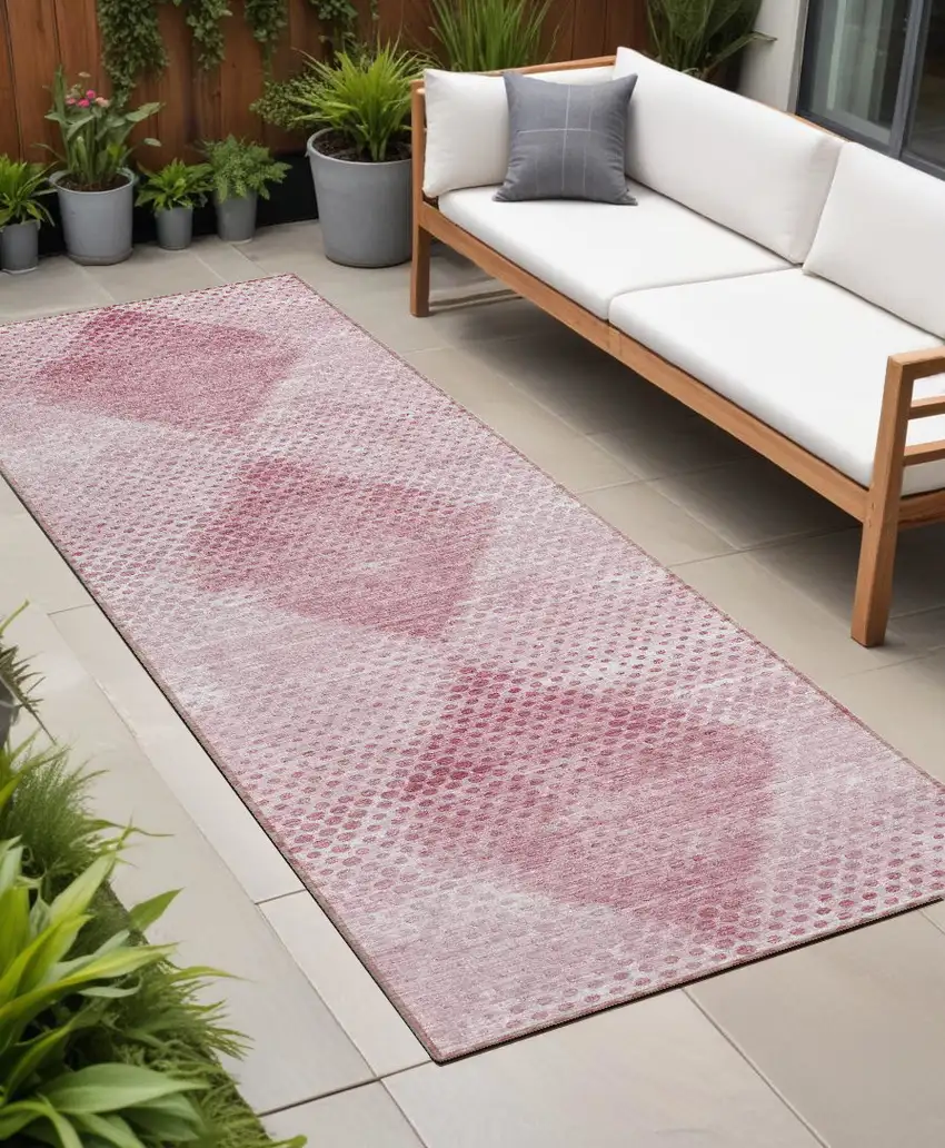 8' Runner Merlot Geometric Washable Non Skid Indoor Outdoor Runner Rug Photo 1
