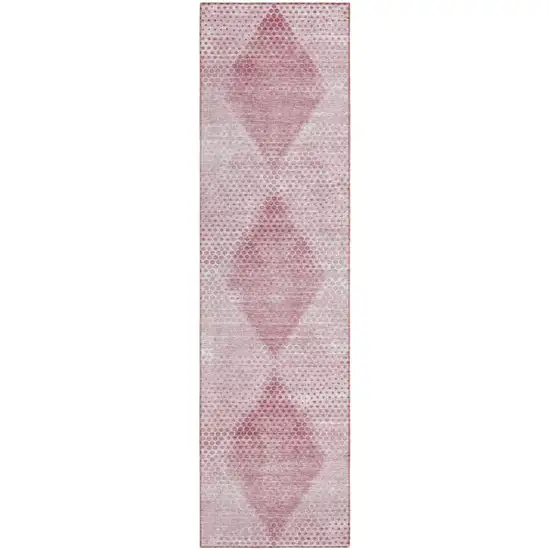 Merlot Geometric Washable Non Skid Indoor Outdoor Runner Rug Photo 2