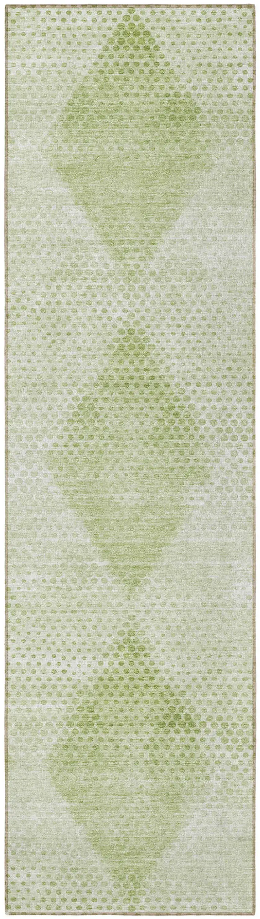 Mint Green Geometric Washable Non Skid Indoor Outdoor Runner Rug Photo 5