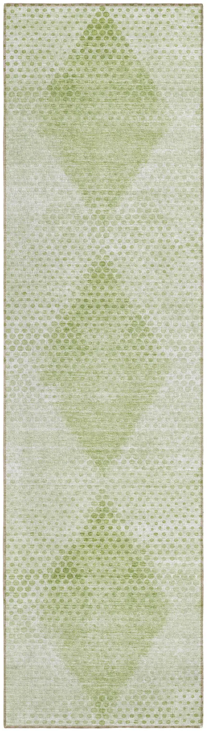 8' Runner Mint Green Geometric Washable Non Skid Indoor Outdoor Runner Rug Photo 2