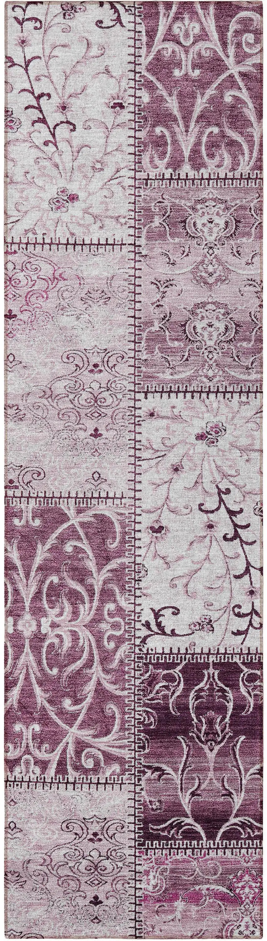 Mountbatten Pink Patchwork Washable Non Skid Indoor Outdoor Runner Rug Photo 5