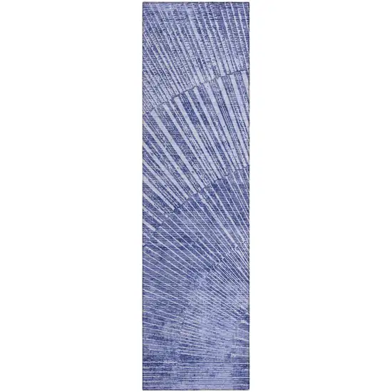 8' Runner Navy Blue Abstract Washable Non Skid Indoor Outdoor Runner Rug Photo 2