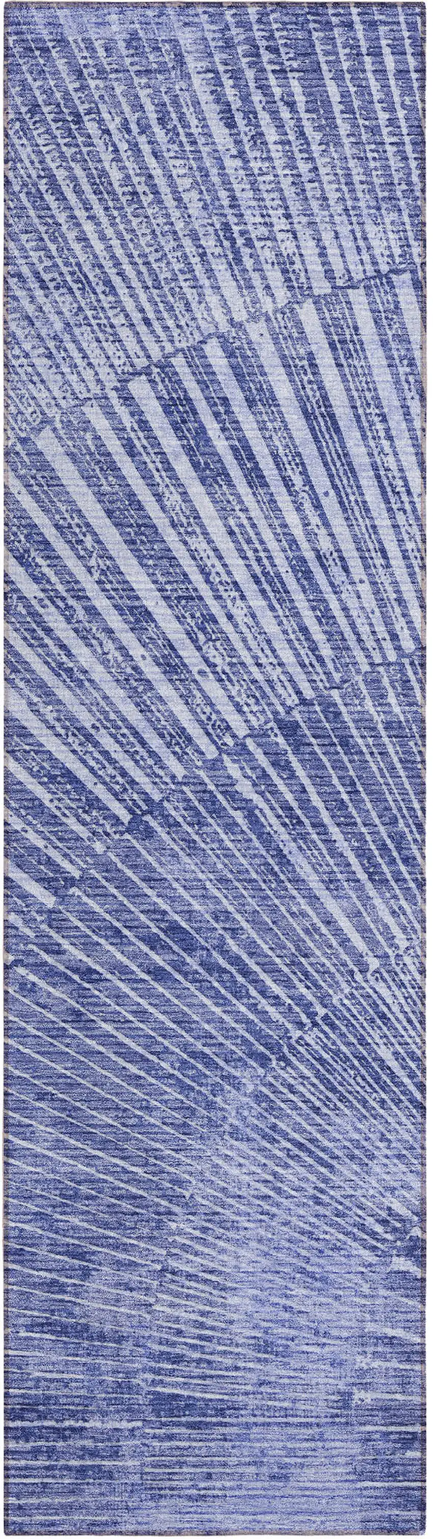8' Runner Navy Blue Abstract Washable Non Skid Indoor Outdoor Runner Rug Photo 2