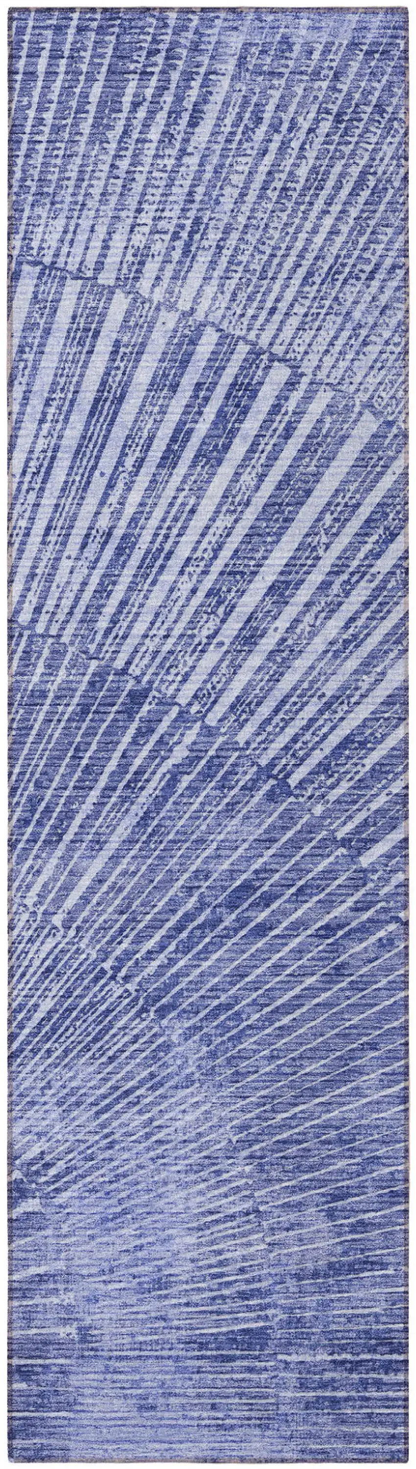 8' Runner Navy Blue Abstract Washable Non Skid Indoor Outdoor Runner Rug Photo 4