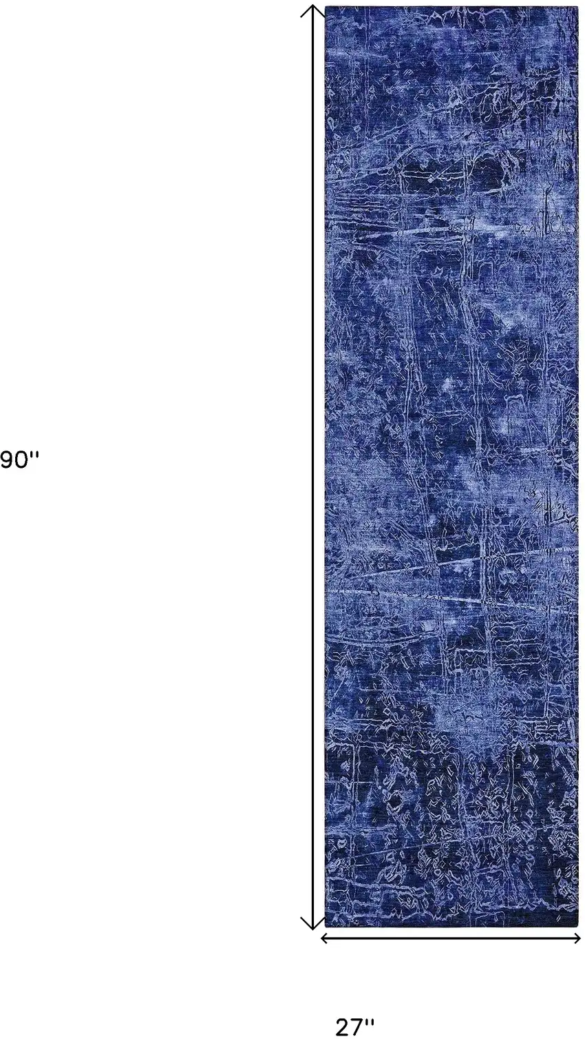 8' Runner Navy Blue Abstract Washable Non Skid Indoor Outdoor Runner Rug Photo 3