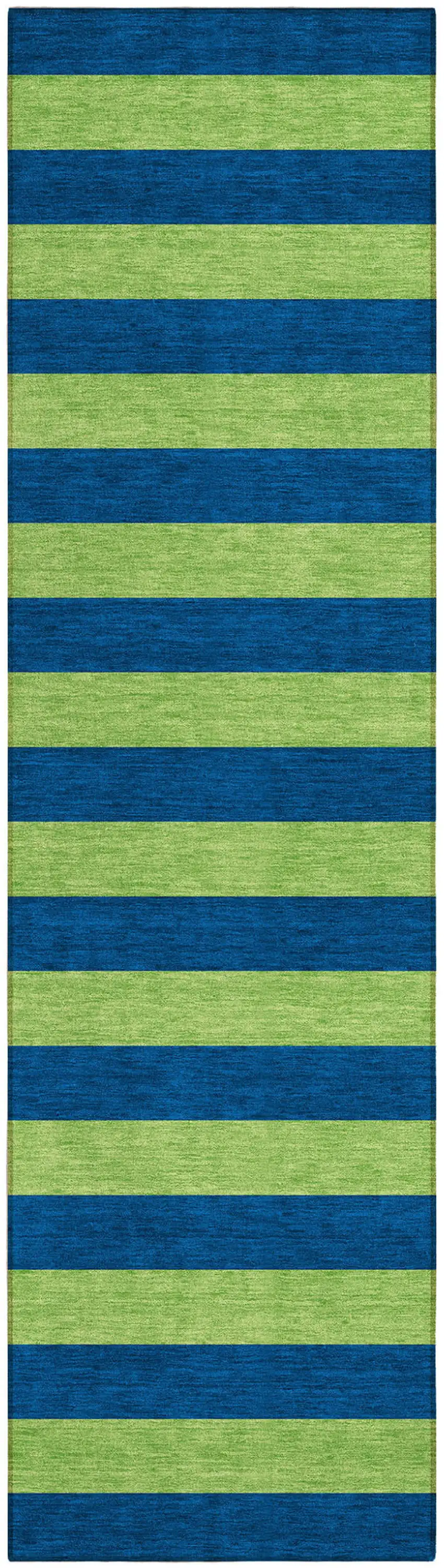 8' Runner Navy Blue Striped Washable Non Skid Indoor Outdoor Runner Rug Photo 2