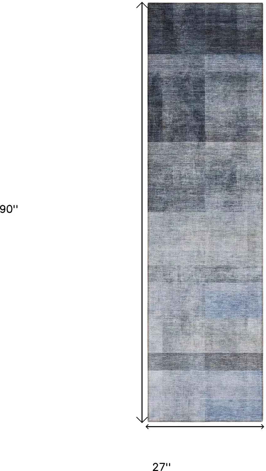 Navy and Gray Ombre Washable Non Skid Indoor Outdoor Runner Rug Photo 3