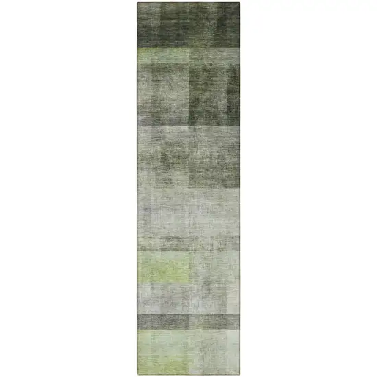 8' Runner Olive Green Ombre Washable Non Skid Indoor Outdoor Runner Rug Photo 4