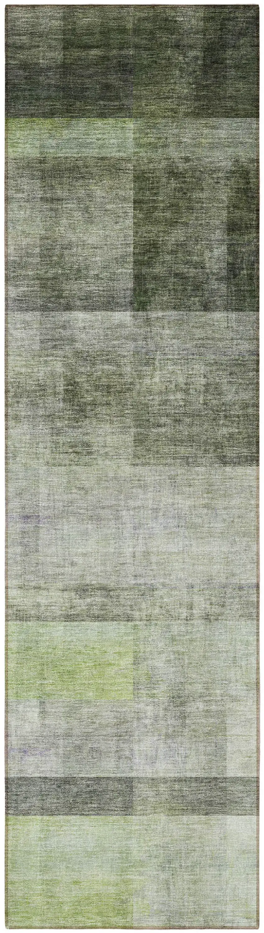 8' Runner Olive Green Ombre Washable Non Skid Indoor Outdoor Runner Rug Photo 4