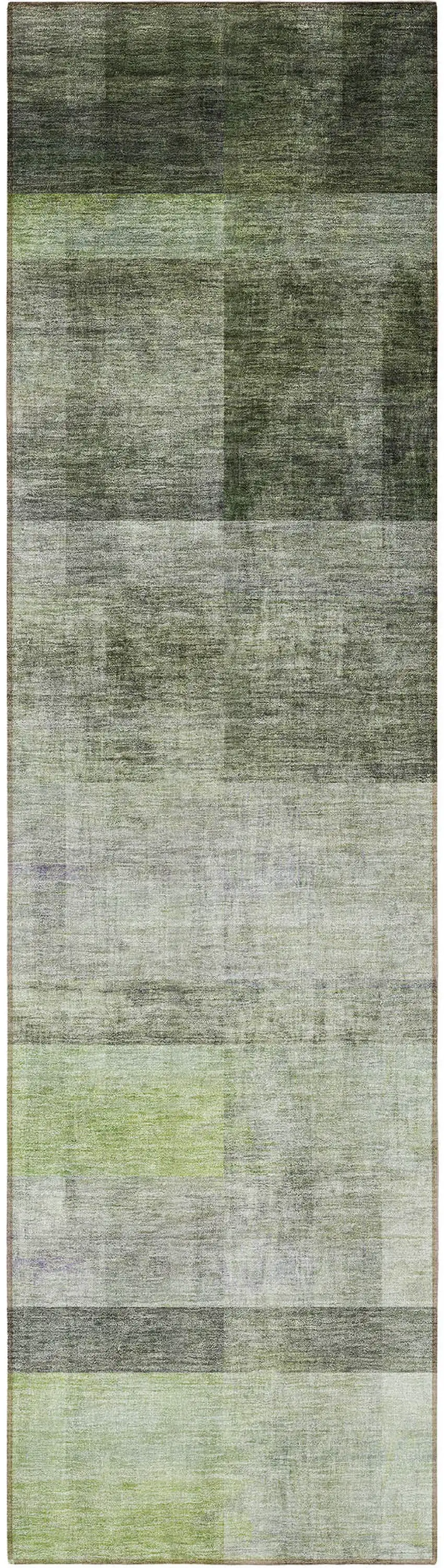 8' Runner Olive Green Ombre Washable Non Skid Indoor Outdoor Runner Rug Photo 4
