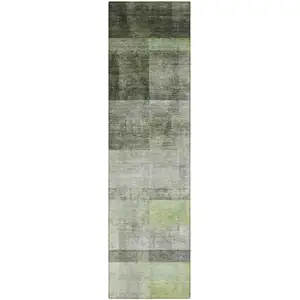 Photo of 8' Runner Olive Green Ombre Washable Non Skid Indoor Outdoor Runner Rug