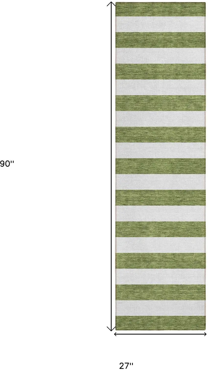 8' Runner Olive Green Striped Washable Non Skid Indoor Outdoor Runner Rug Photo 3