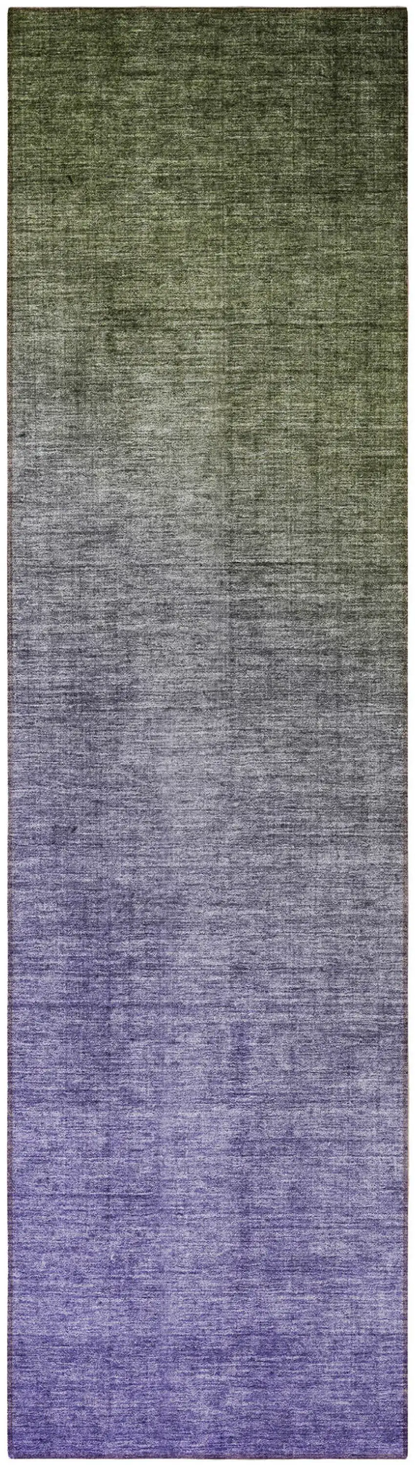 Olive Green and Purple Ombre Washable Non Skid Indoor Outdoor Runner Rug Photo 5