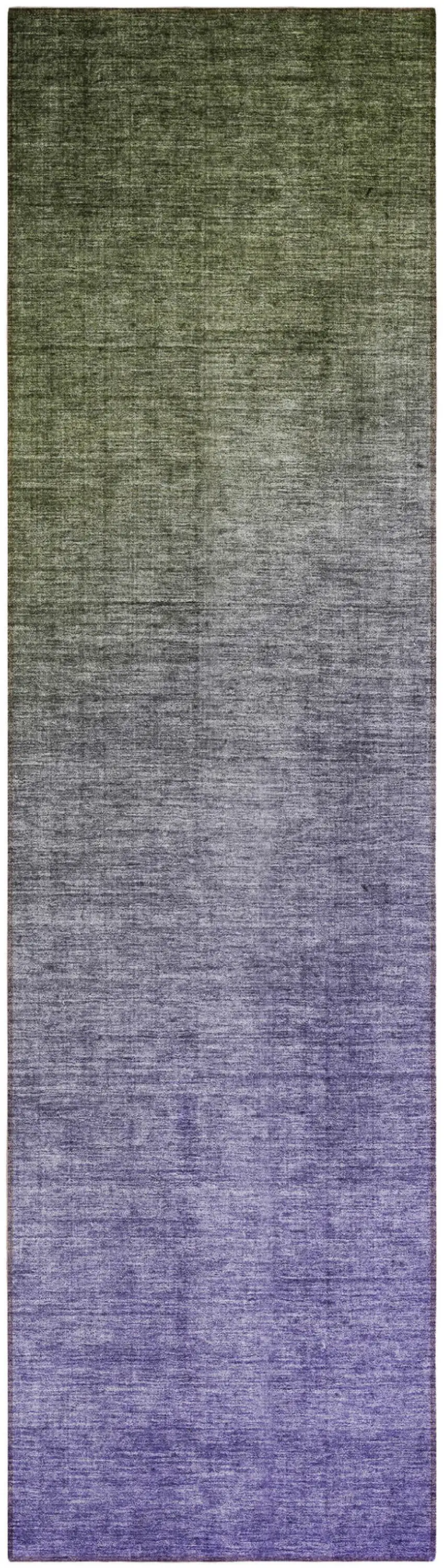 Olive Green and Purple Ombre Washable Non Skid Indoor Outdoor Runner Rug Photo 2