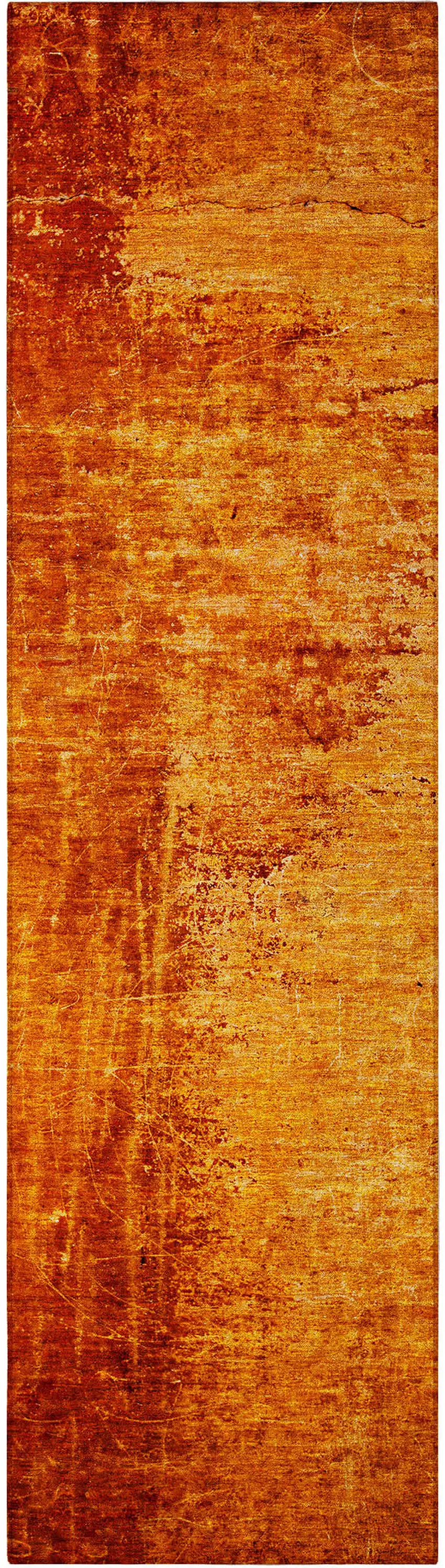 8' Runner Orange Abstract Washable Non Skid Indoor Outdoor Runner Rug Photo 4