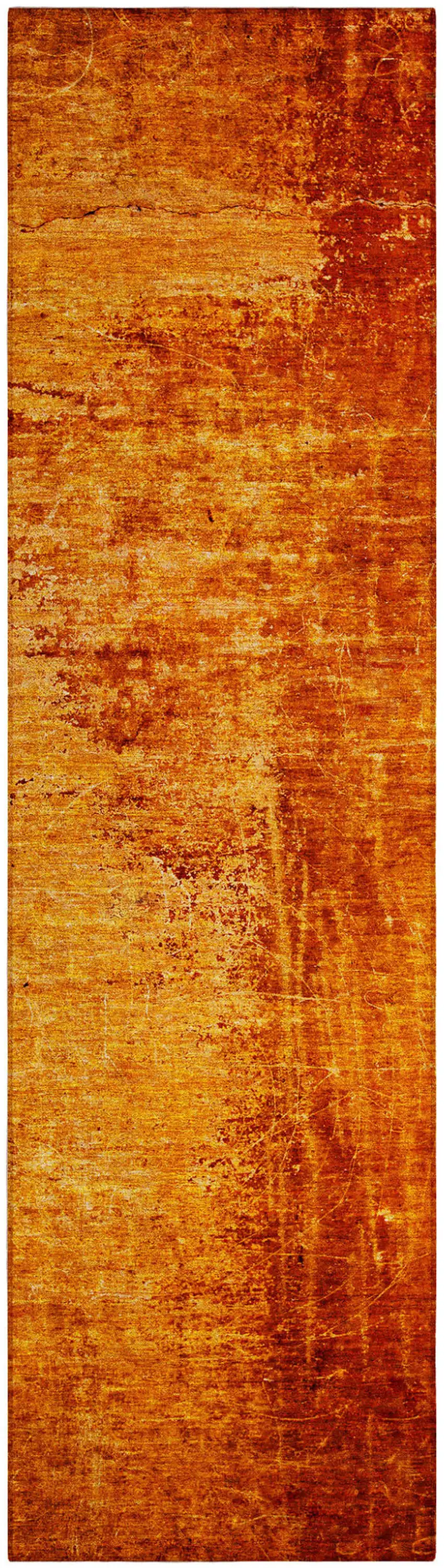 Orange Abstract Washable Non Skid Indoor Outdoor Runner Rug Photo 2