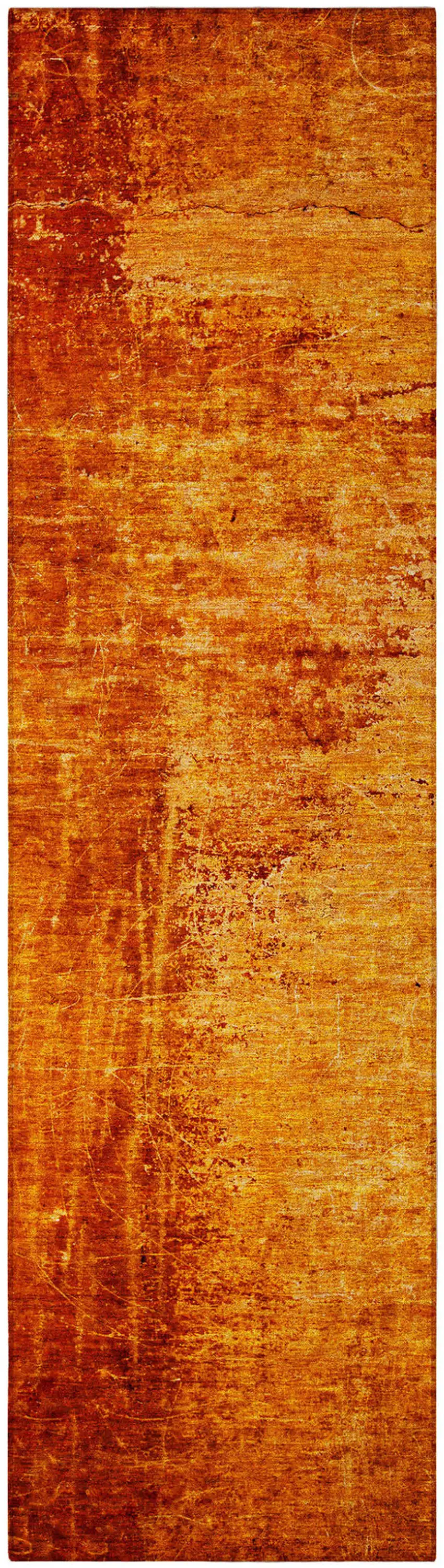 Orange Abstract Washable Non Skid Indoor Outdoor Runner Rug Photo 5