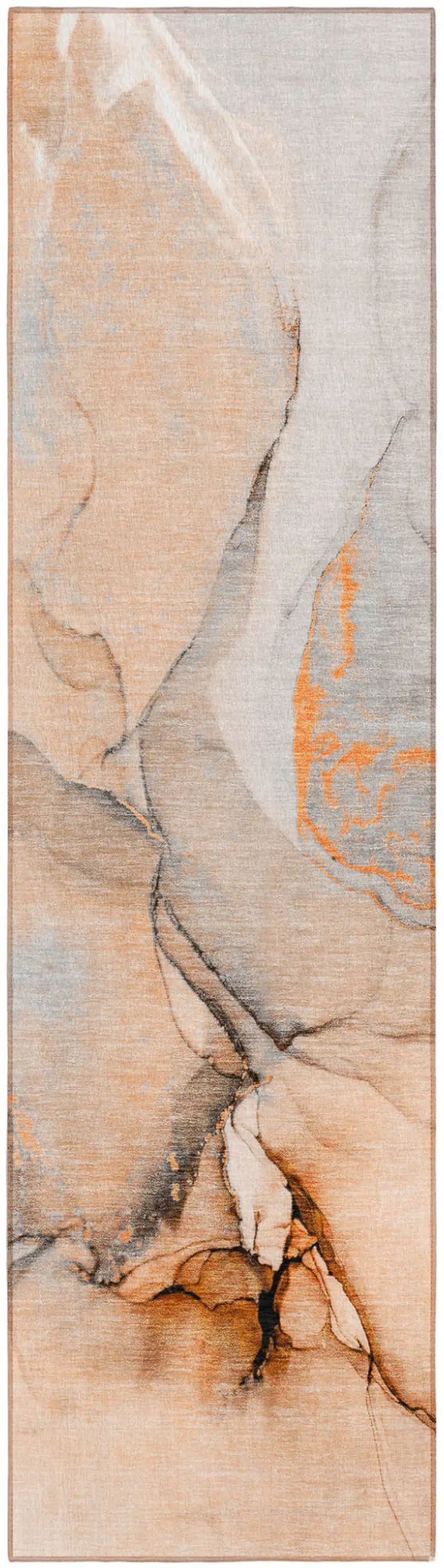 Orange Abstract Washable Non Skid Indoor Outdoor Runner Rug Photo 2
