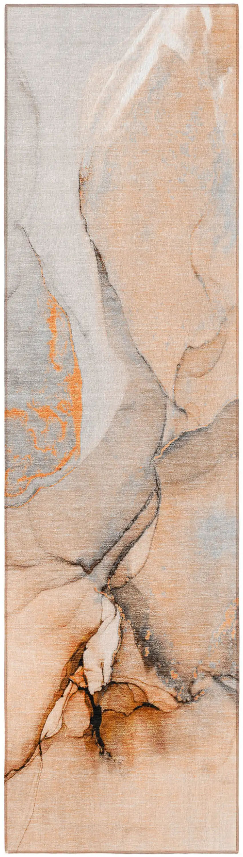 Orange Abstract Washable Non Skid Indoor Outdoor Runner Rug Photo 5