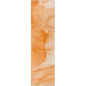 Photo of 8' Runner Orange Abstract Washable Non Skid Indoor Outdoor Runner Rug
