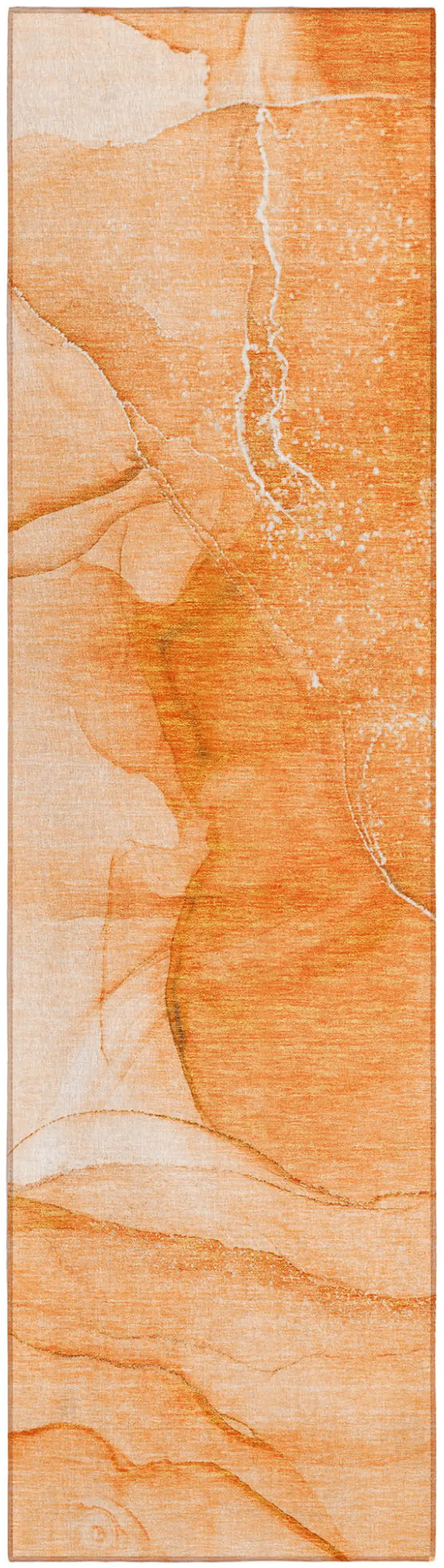 Orange Abstract Washable Non Skid Indoor Outdoor Runner Rug Photo 2