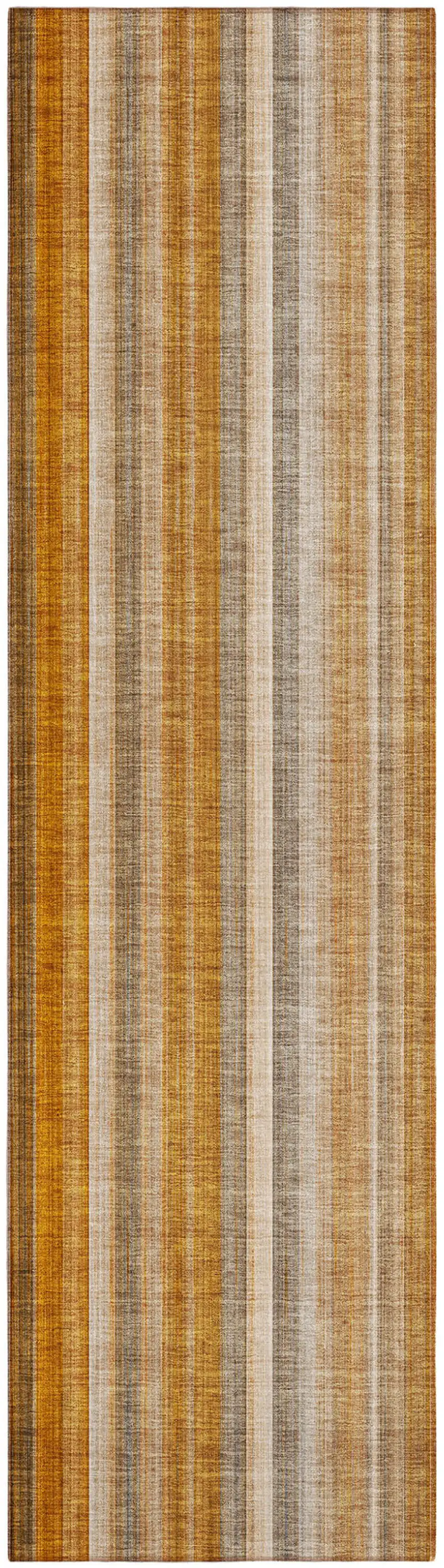 Orange Ivory and Gray Striped Washable Non Skid Indoor Outdoor Runner Rug Photo 2