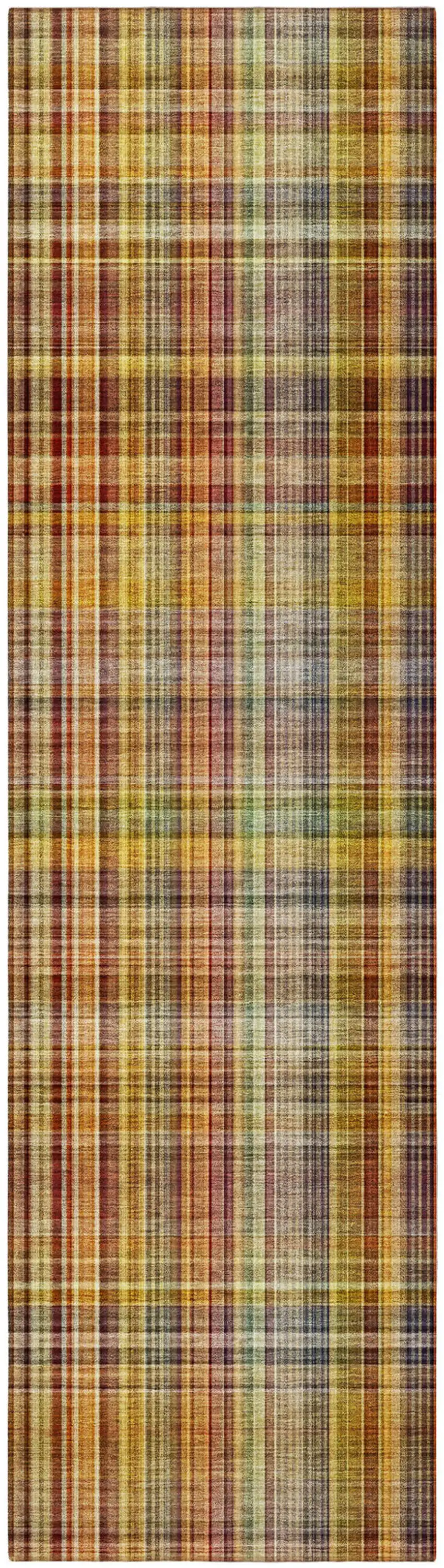 Orange Plaid Washable Non Skid Indoor Outdoor Runner Rug Photo 5