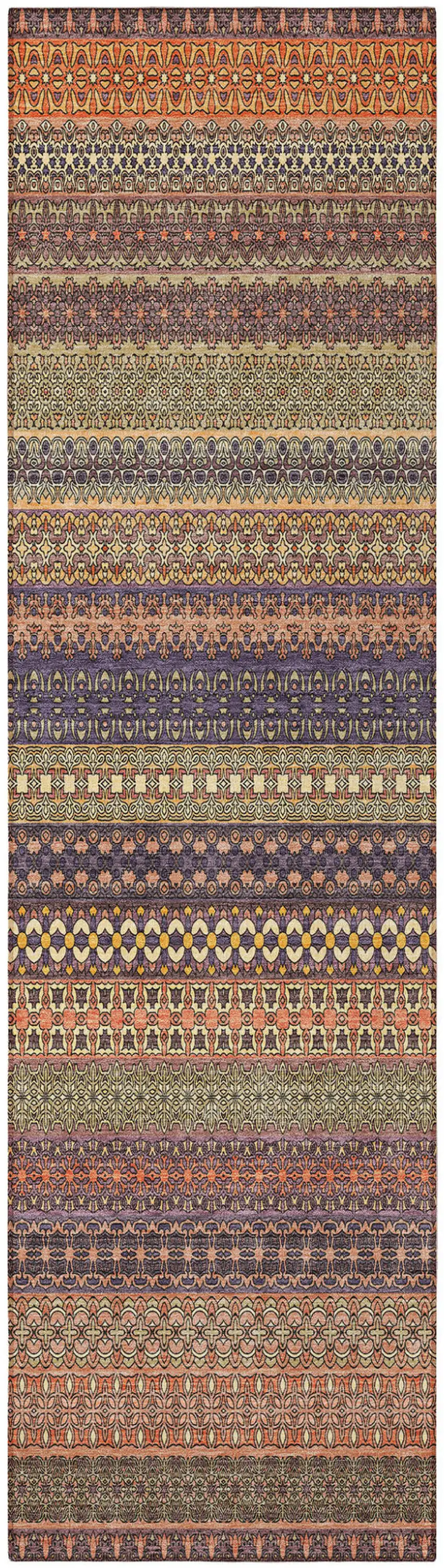 8' Runner Orange Striped Washable Non Skid Indoor Outdoor Runner Rug Photo 4