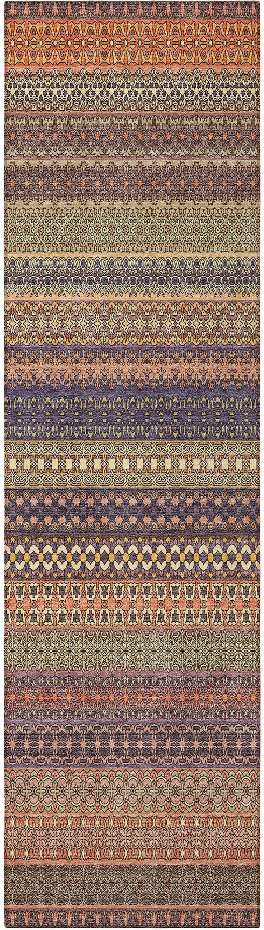 8' Runner Orange Striped Washable Non Skid Indoor Outdoor Runner Rug Photo 4