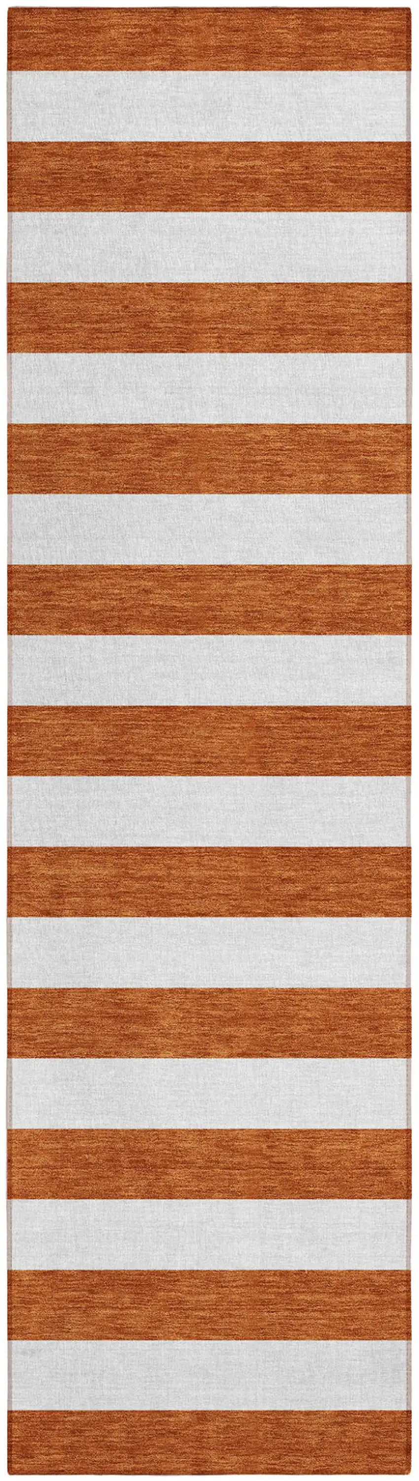 8' Runner Orange Striped Washable Non Skid Indoor Outdoor Runner Rug Photo 2
