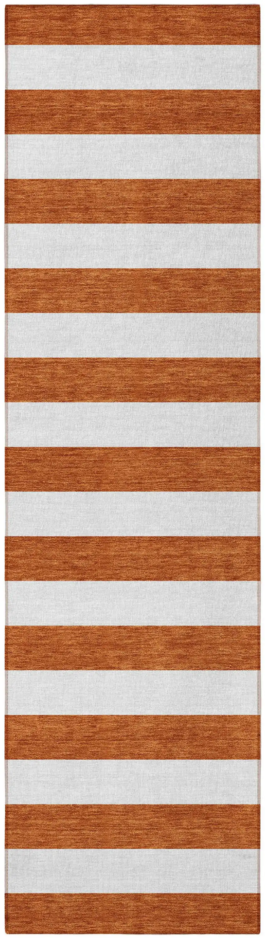 Orange Striped Washable Non Skid Indoor Outdoor Runner Rug Photo 5