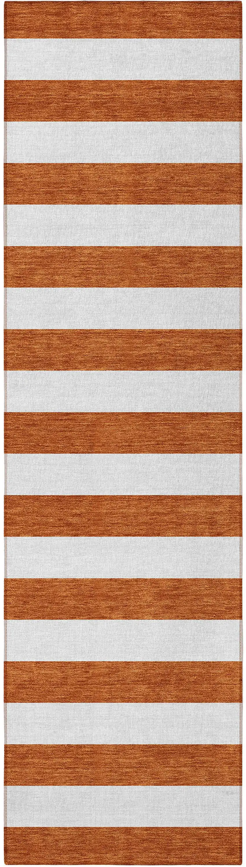 Orange Striped Washable Non Skid Indoor Outdoor Runner Rug Photo 5