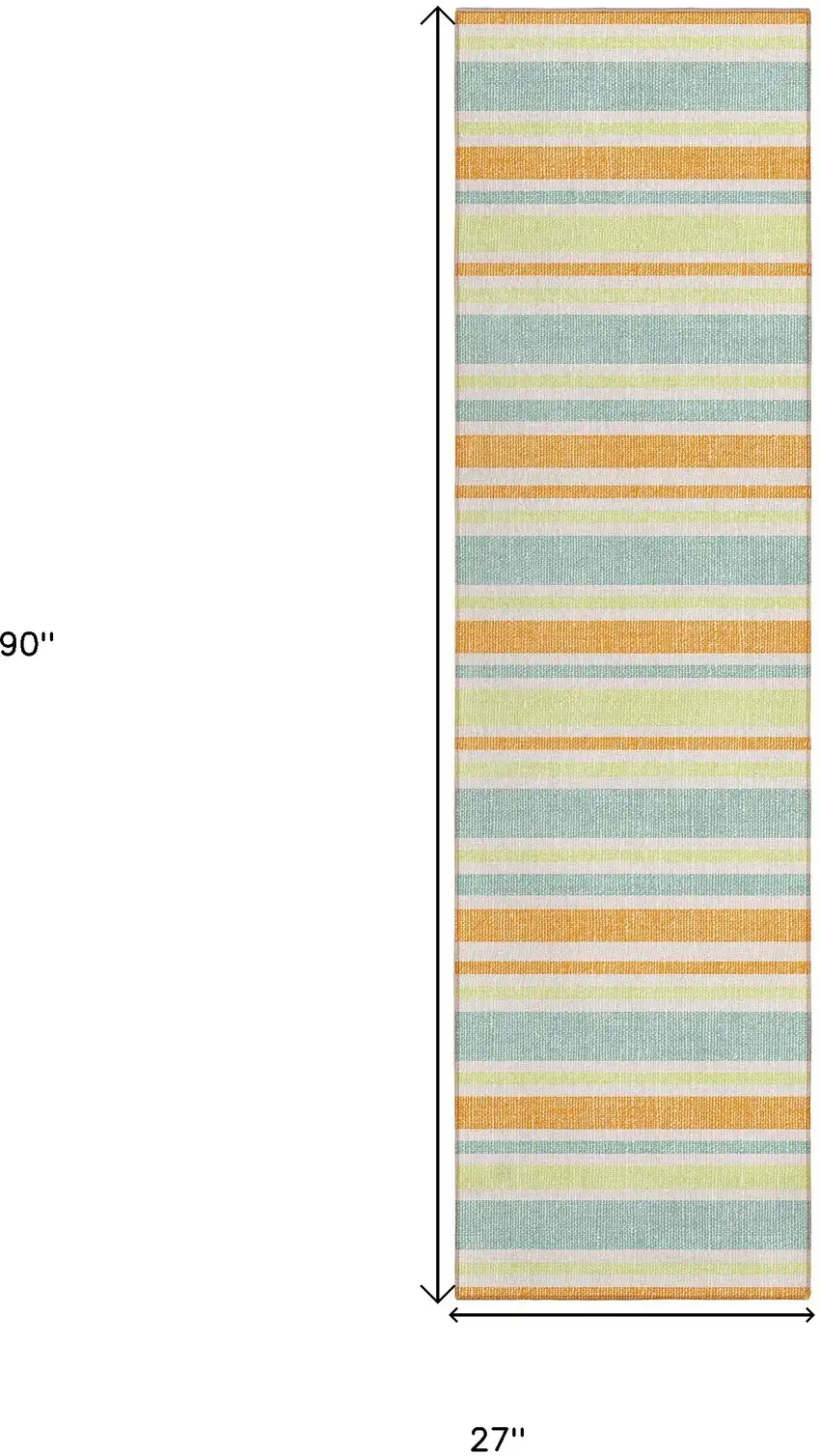 8' Runner Orange Striped Washable Non Skid Indoor Outdoor Runner Rug Photo 9