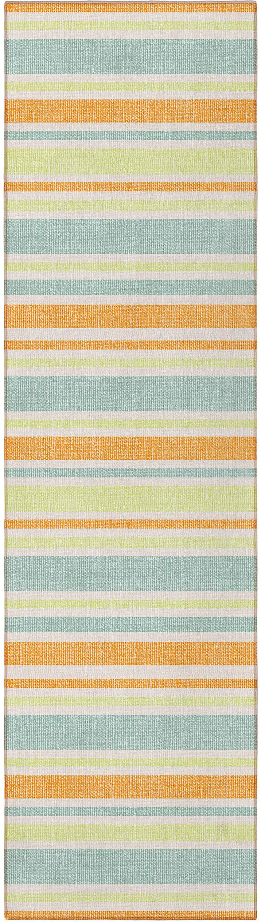 8' Runner Orange Striped Washable Non Skid Indoor Outdoor Runner Rug Photo 3