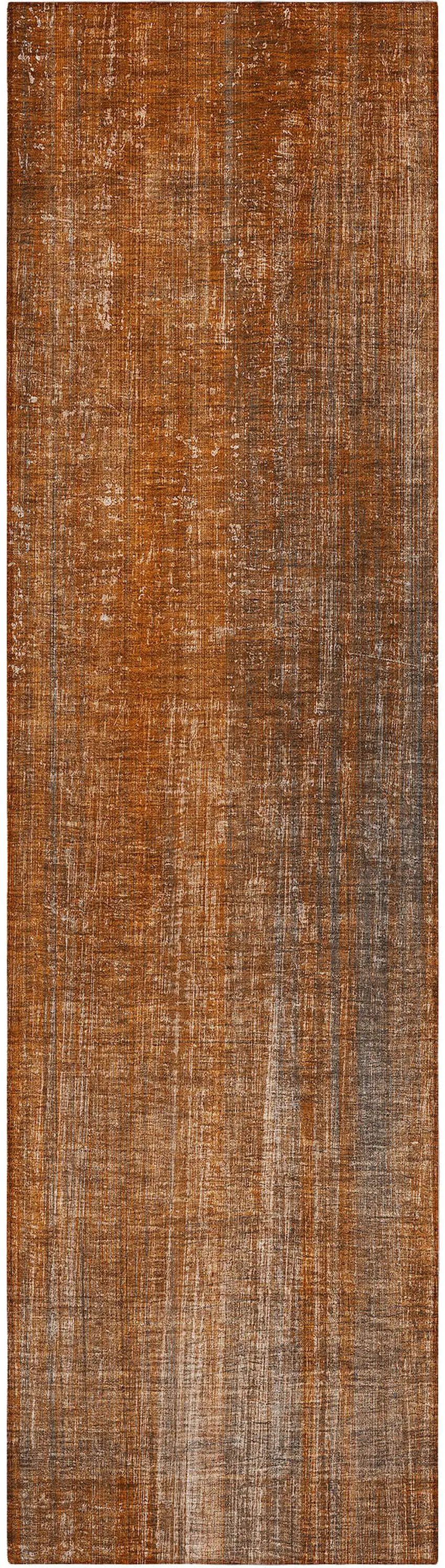 8' Runner Orange Striped Washable Non Skid Indoor Outdoor Runner Rug Photo 4