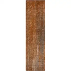 Photo of 8' Runner Orange Striped Washable Non Skid Indoor Outdoor Runner Rug