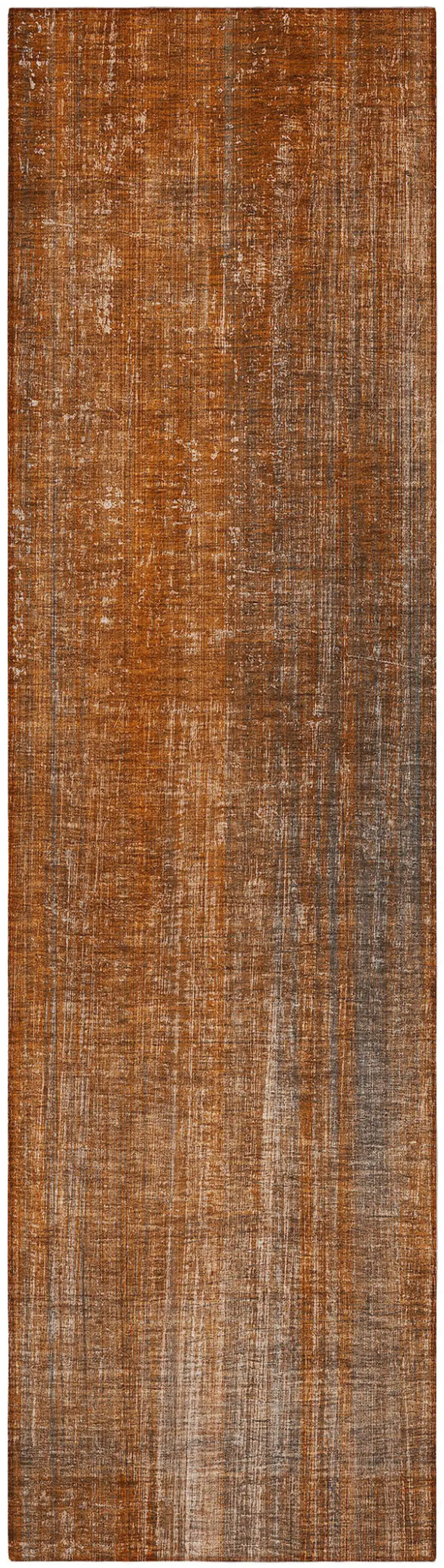 Orange Striped Washable Non Skid Indoor Outdoor Runner Rug Photo 5