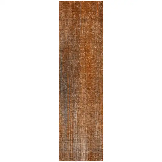 Orange Striped Washable Non Skid Indoor Outdoor Runner Rug Photo 2