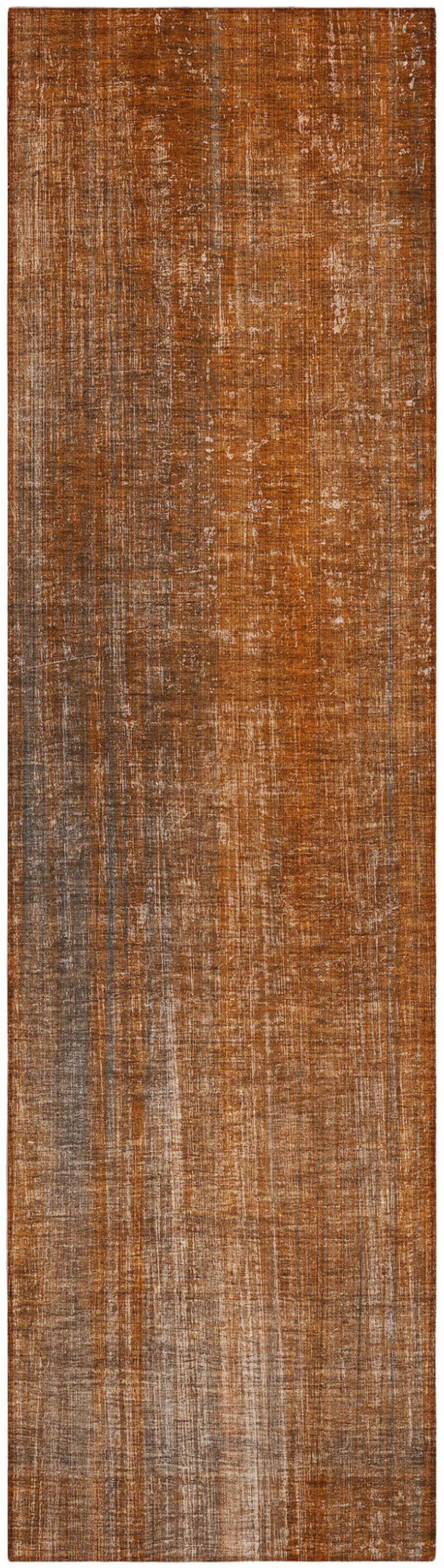 Orange Striped Washable Non Skid Indoor Outdoor Runner Rug Photo 2