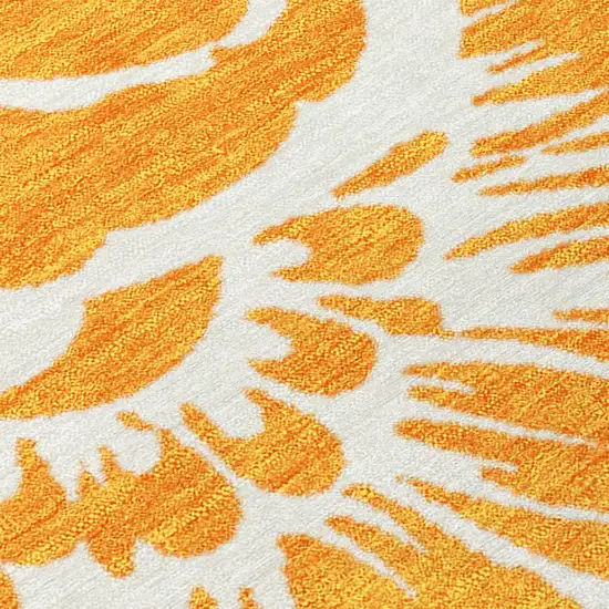 Orange and White Floral Washable Non Skid Indoor Outdoor Runner Rug Photo 8
