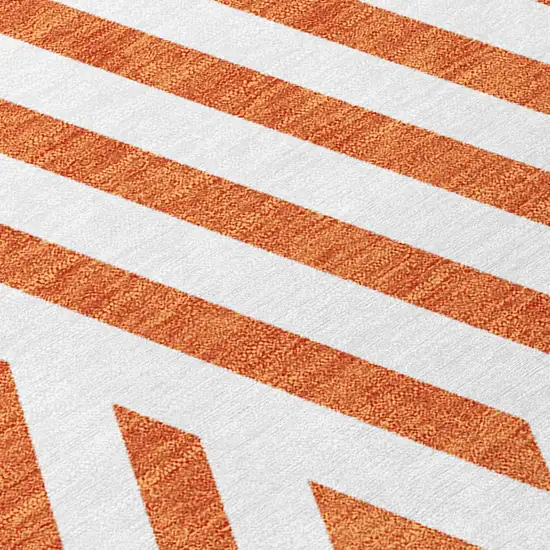 Orange and White Geometric Washable Non Skid Indoor Outdoor Runner Rug Photo 8