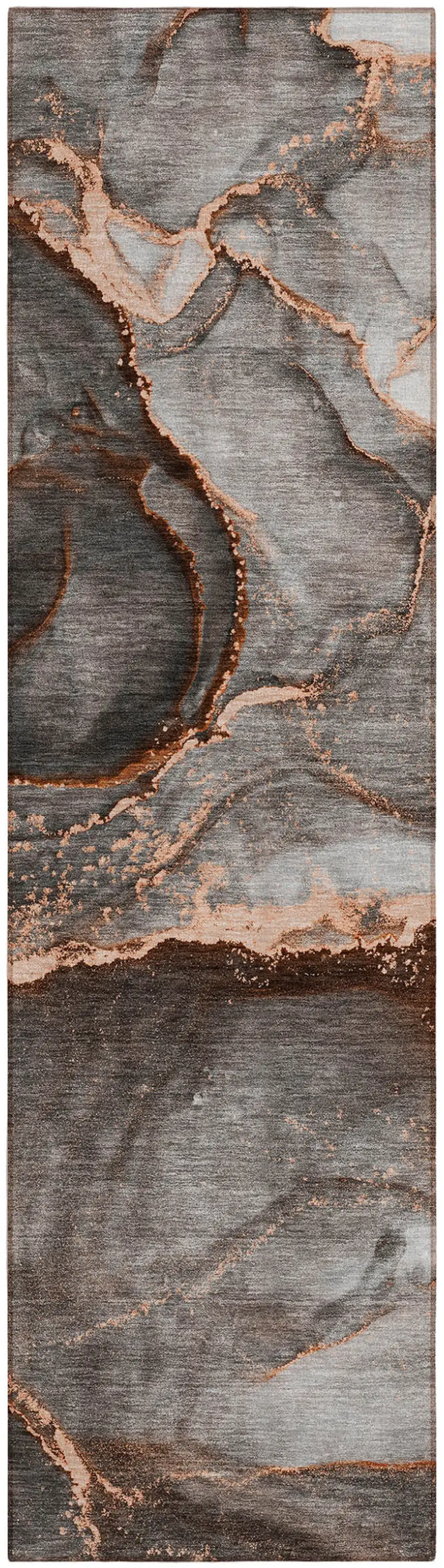 Peach Abstract Washable Non Skid Indoor Outdoor Runner Rug Photo 2