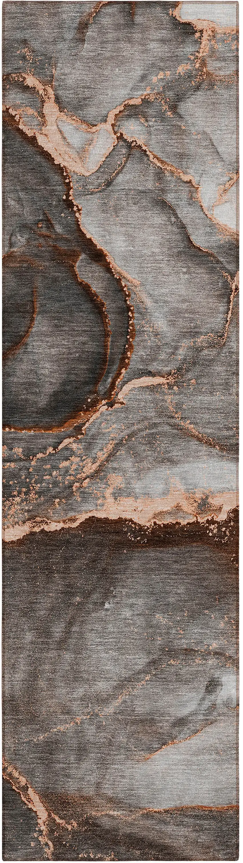 Peach Abstract Washable Non Skid Indoor Outdoor Runner Rug Photo 2