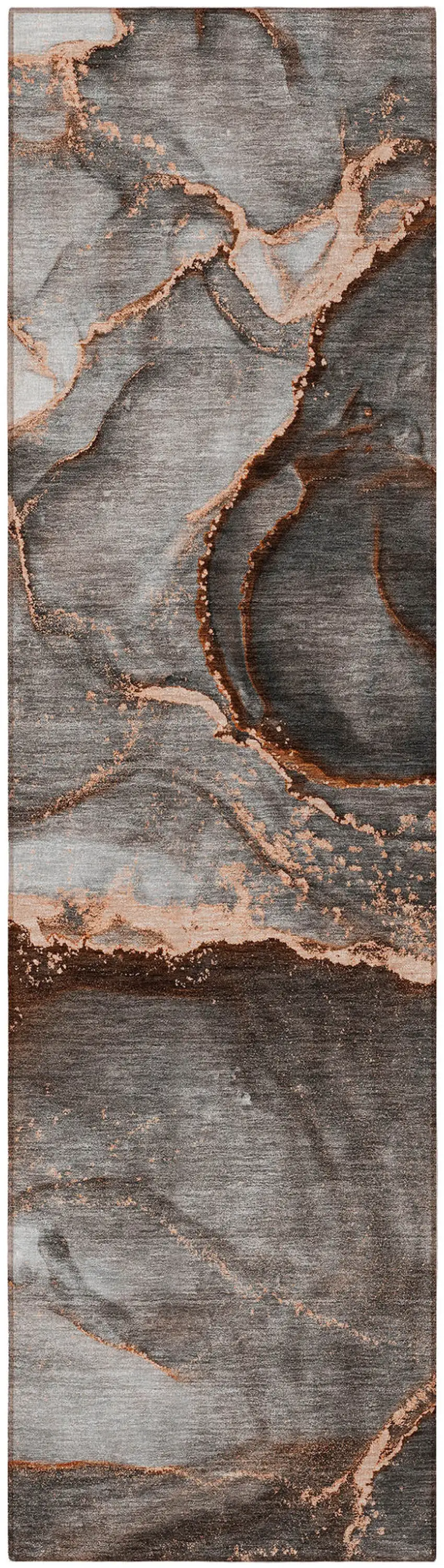 Peach Abstract Washable Non Skid Indoor Outdoor Runner Rug Photo 4