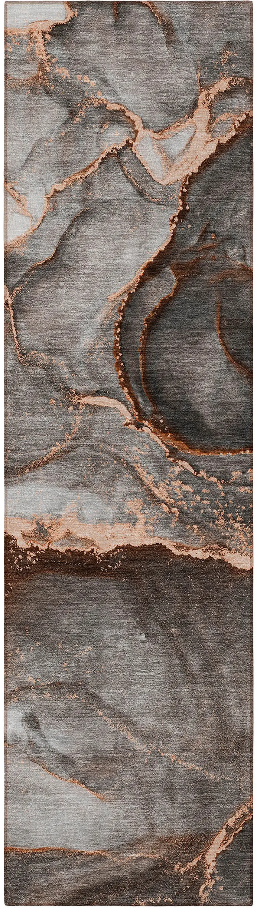 Peach Abstract Washable Non Skid Indoor Outdoor Runner Rug Photo 4